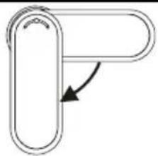 Simple line drawing of a T-shaped object with an arrow indicating rotation (no text or symbols)