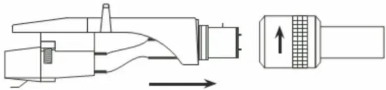 Technical line drawing of a mechanical component with an arrow indicating direction (no text or symbols present)