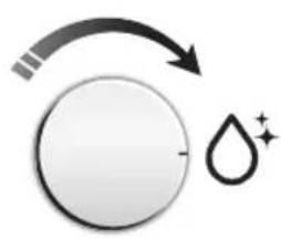Simple diagram showing a circular object with an arrow and a droplet symbol (no text or labels)