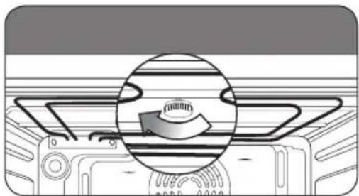 Diagram of a refrigerator interior with a circular inset showing a rotary knob (no text or symbols)