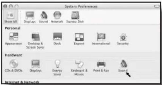 System Preferences Show All Displays Sound Network Startup Disk Personal Appearance Desktop & Screen Saver Dock Expose International Security Hardware CDs & DVDs Displays Energy Saver Keyboard & Mouse Print & Fax Sound Internet & Network