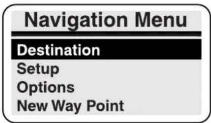 Navigation Menu Destination Setup Options New Way Point