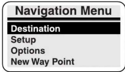 Navigation Menu Destination Setup Options New Way Point