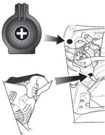 Diagram illustrating a mechanical assembly process with labeled components and directional arrows indicating motion or flow.