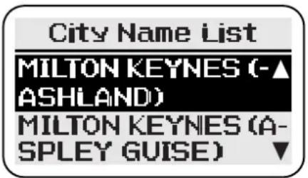 City Name List MILTON KEYNES (-▲ ASHLAND) MILTON KEYNES (A- SPLEY GUISE)