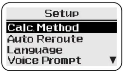 Setup Calc.Method Auto Reroute Language Voice Prompt