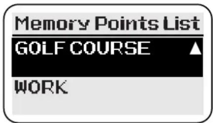 Memory Points List GOLF COURSE WORK