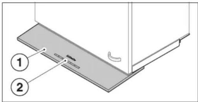 Diagram showing a device with labeled parts, including numbered annotations 1 and 2 pointing to components.