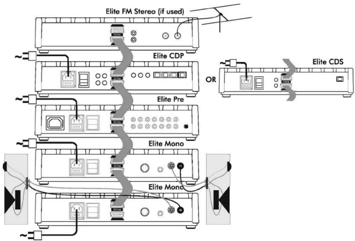 Elite FM Stereo (if used) Elite CDP Elite Pre OR Elite CDS Elite Mono Elite Mono