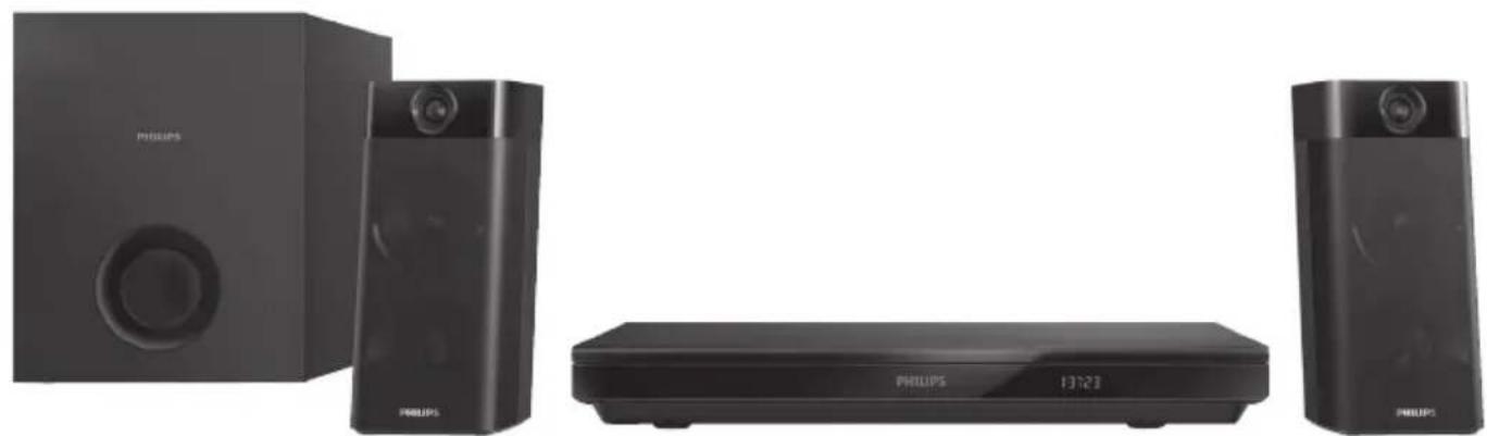Product photo of a Philips 3D TV studio setup with speakers and a digital display (no visible text or symbols)