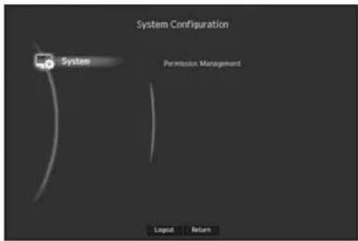System Configuration System Permission Management Legend Return