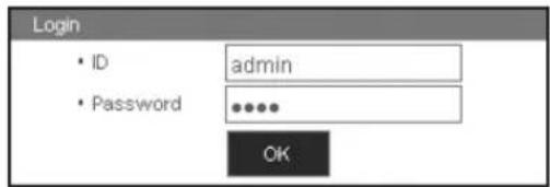 Login • ID admin • Password ••••• OK
