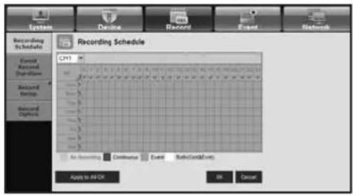Recording Schedule Record Event Record Record Schedule CMT1 An Event End Event Apply to All OK OK Cancel