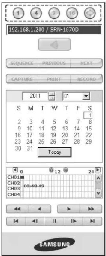192.168.1.200 / SRN-1670D SEQUENCE PREVIOUS NEXT CAPTURE PRINT RECORD 2011 01 S M T W T F S 2 3 4 5 6 7 8 9 10 11 12 13 14 15 16 17 18 19 20 21 22 23 24 25 26 27 28 29 30 31 Today CH01 00:48:49 CH02 CH03 CH04 SAMSUNG