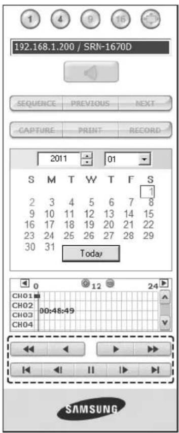 192.168.1.200 / SRN-1670D SEQUENCE PREVIOUS NEXT CAPTURE PRINT RECORD 2011 01 S M T W T F S 2 3 4 5 6 7 8 9 10 11 12 13 14 15 16 17 18 19 20 21 22 23 24 25 26 27 28 29 30 31 Today CH01 00:48:49 CH02 CH03 CH04 SAMSUNG