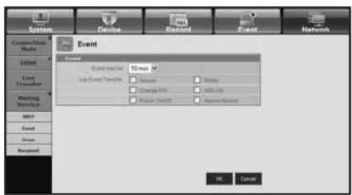 System Device Record Event Network Event Event Name: 10 mm Loop Event Provider Sensor Window Change RMS MOS-MS Resource Switch Resource Resource OK Cancel