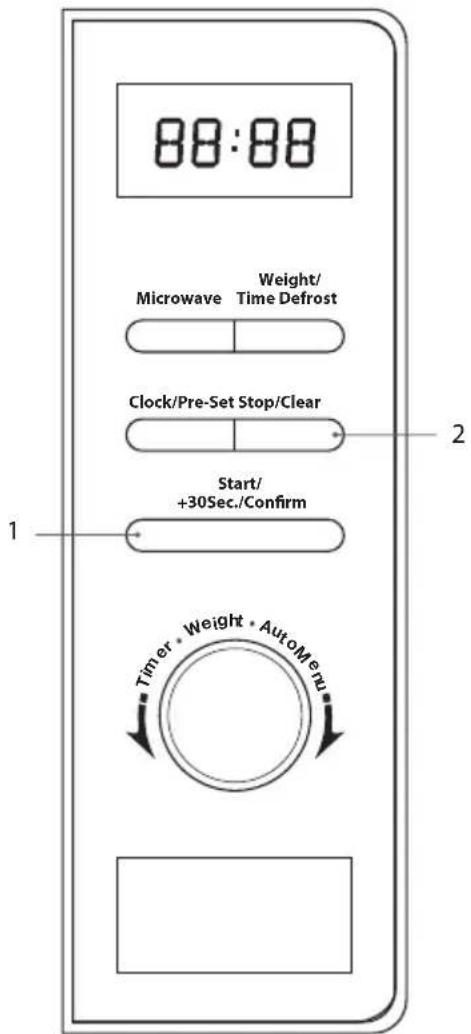 88:88 Microwave Weight/ Time Defrost Clock/Pre-Set Stop/Clear Start/ +30Sec./Confirm Timer • Weight • AutoMenu