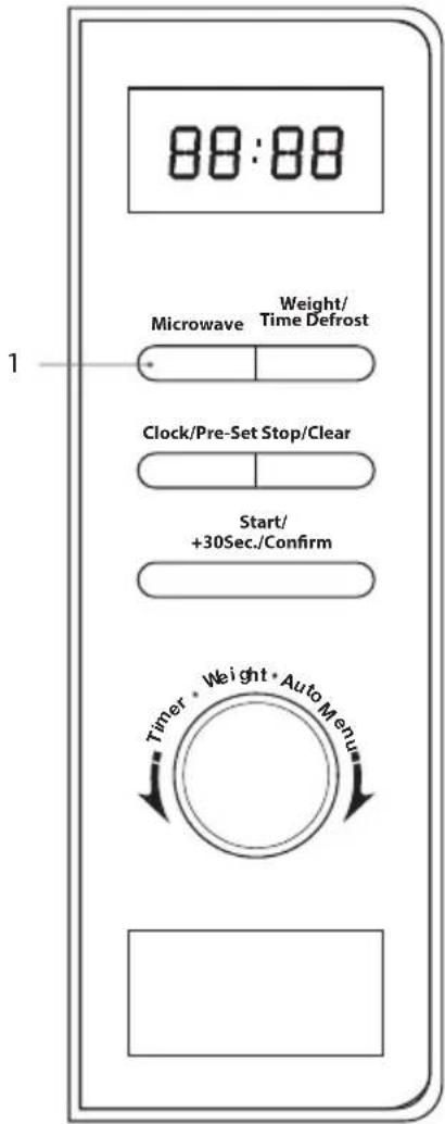 88:88 Microwave Weight/ Time Defrost Clock/Pre-Set Stop/Clear Start/ +30Sec./Confirm Timer • Weight • Auto Menu