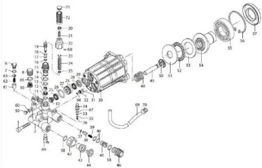 Exploded view diagram of a mechanical assembly with numbered parts for identification