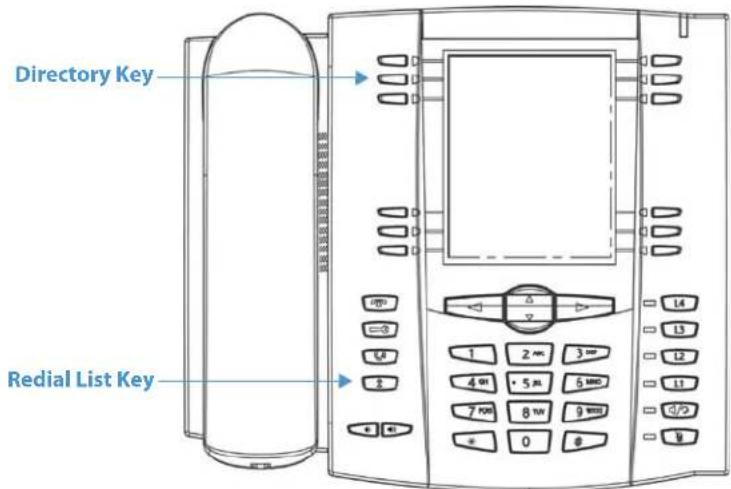 Directory Key Redial List Key