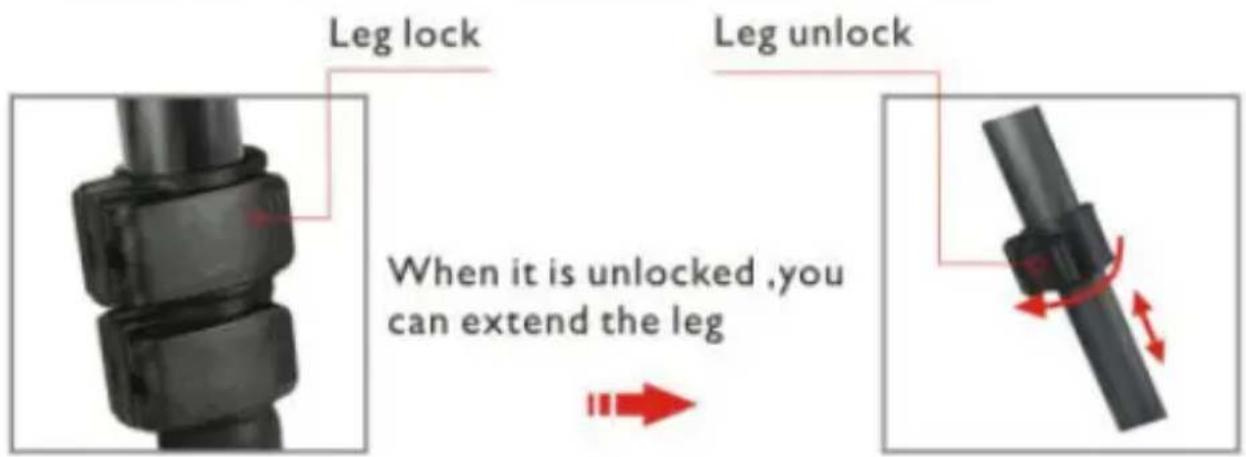 Leg lock Leg unlock When it is unlocked, you can extend the leg