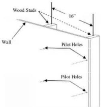 Wood Studs 16" Wall Pilot Holes Pilot Holes
