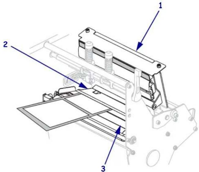 Technical diagram of a mechanical assembly with numbered components and directional arrows indicating assembly steps.
