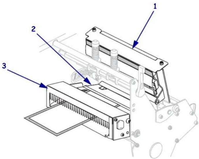 Technical diagram of a mechanical assembly with numbered components labeled 1, 2, and 3