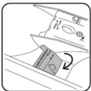 Diagram showing a device's internal structure with labeled parts and an arrow indicating rotation or movement.