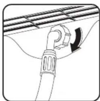 Diagram of a hand holding a hose with a curved arrow indicating direction (no text or symbols)