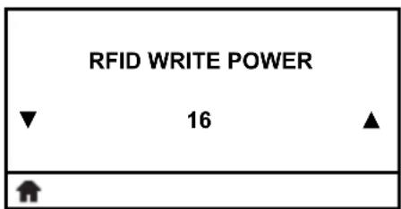 RFID WRITE POWER ▼ 16 ▲ ↑
