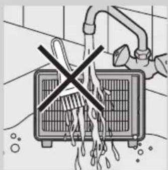 Diagram showing a showerhead with a crossed-out black cross symbol, indicating no showerhead or explosion.