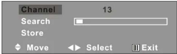 Channel Search Store 13 Move Select Exit