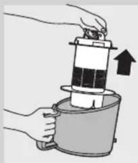 Illustration of hands using a battery to lift a stack of black-and-white material, with an upward arrow indicating the process (no text or symbols present).