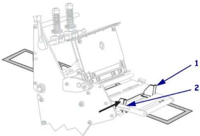 Technical diagram of a mechanical assembly with numbered components and directional arrows indicating motion or flow.