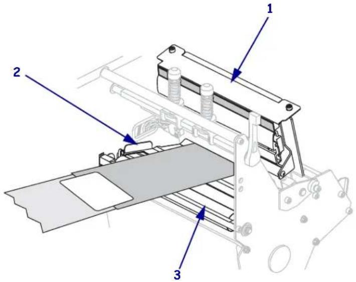 Technical diagram of a mechanical assembly with numbered components labeled 1, 2, and 3
