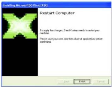 Installing Microsoft (R) DirectX(R) Restart Computer To apply the changes, DirectX setup needs to restart your machine. Please save your work and then close all applications before continuing.