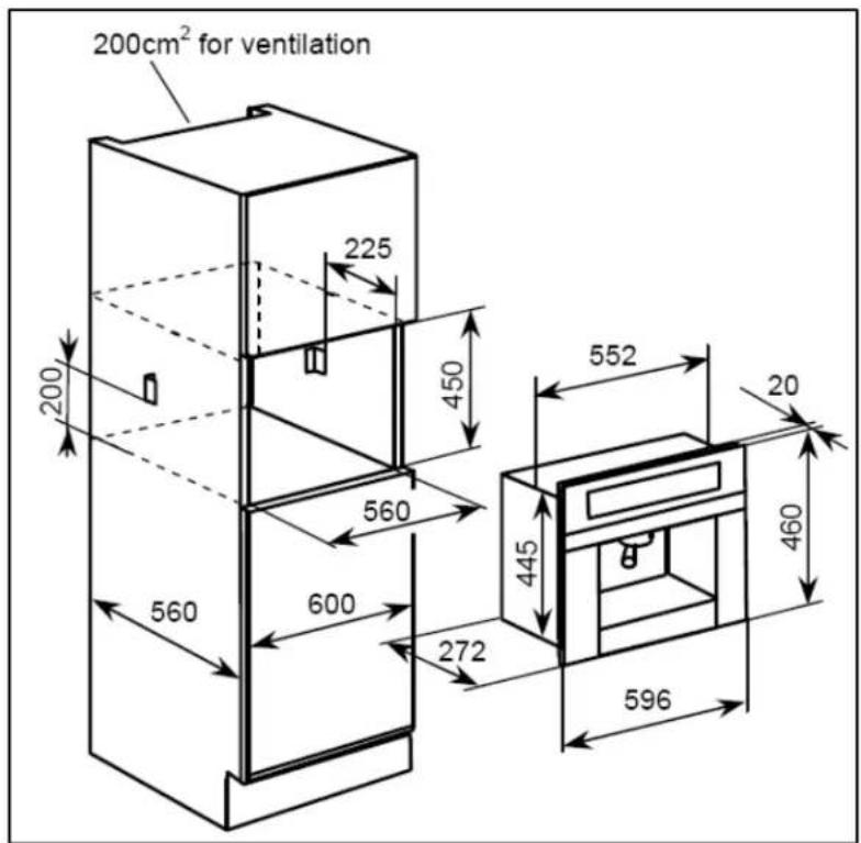 200cm² for ventilation 225 450 560 552 20 445 460 596 272 600 560 200
