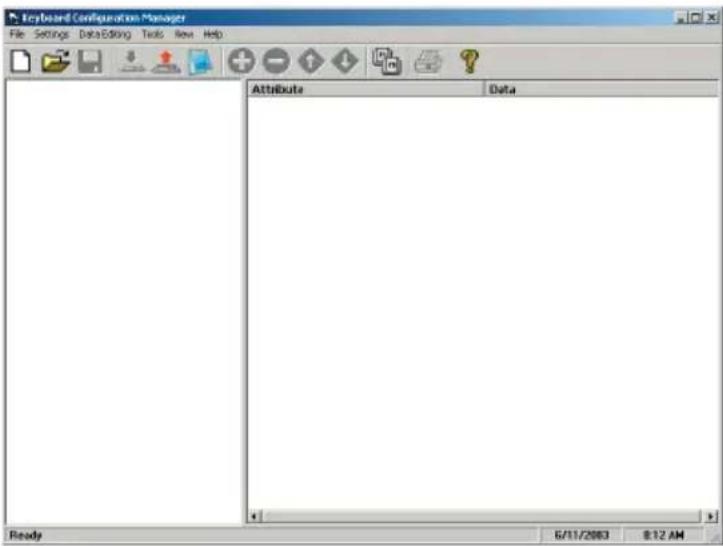 Keyboard Configuration Manager File Settings Data Editing Tools New Help Attribute Data Ready 6/11/2003 8:12 AM