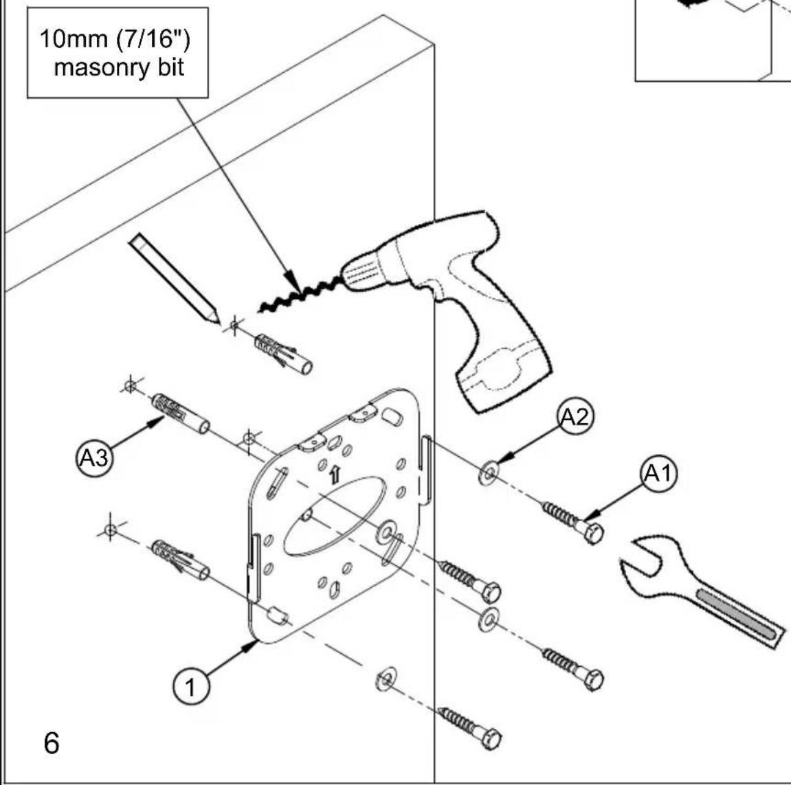 10mm (7/16") masonry bit A3 1 2 A2 A1 6
