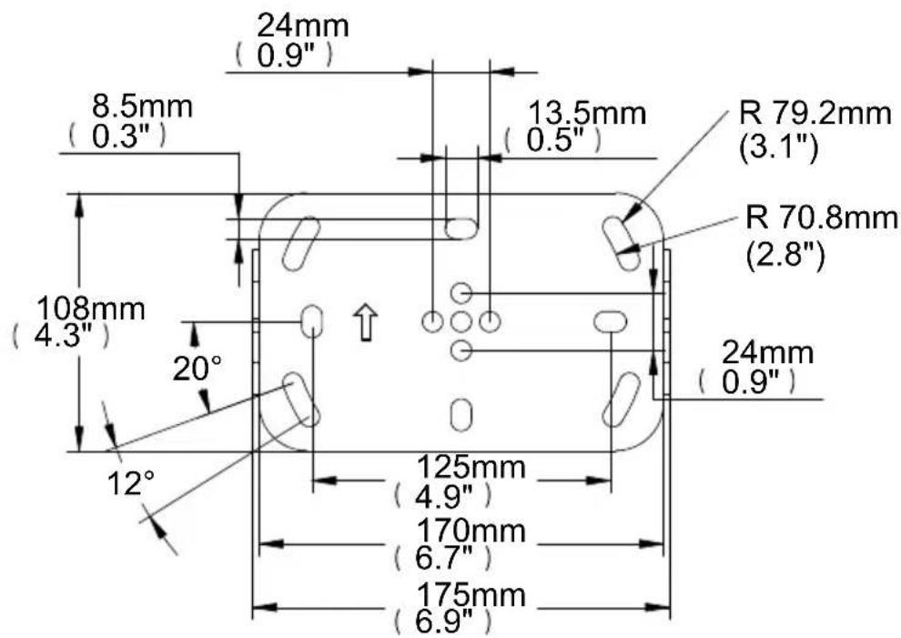24mm (0.9") 8.5mm (0.3") 13.5mm (0.5") R 79.2mm (3.1") R 70.8mm (2.8") 108mm (4.3") 20° 24mm (0.9") 12° 125mm (4.9") 170mm (6.7") 175mm (6.9)
