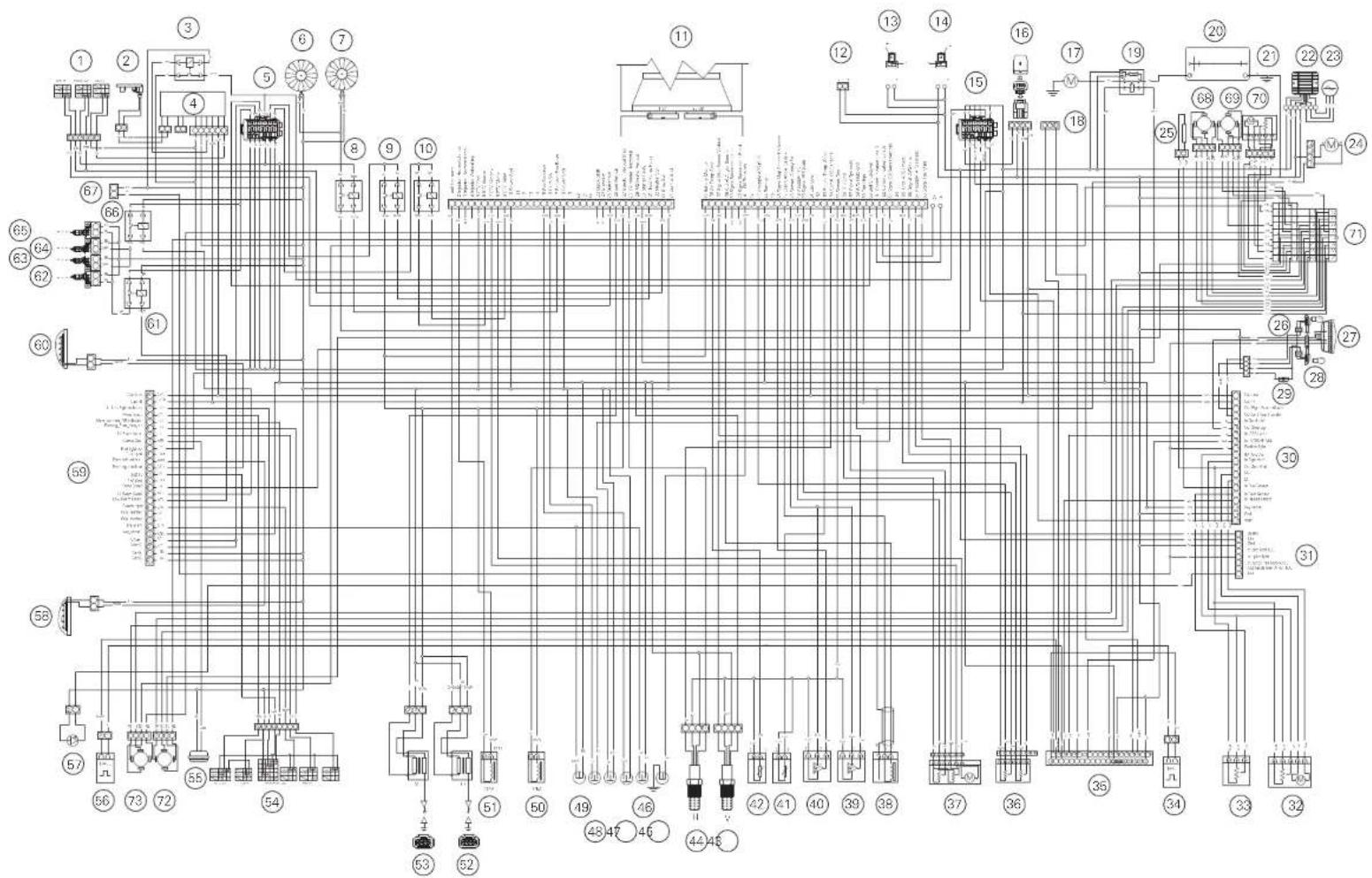 Technical schematic diagram with numbered components and labeled connections, likely representing a mechanical or electrical system layout.