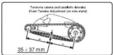 Tension canals (all cavollates liquids) Chain Tension Adjustment (on side stand) 35 ÷ 37 mm