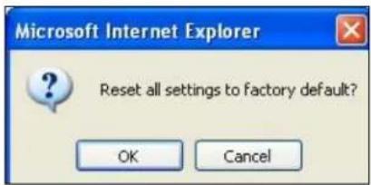 Microsoft Internet Explorer Reset all settings to factory default? OK Cancel