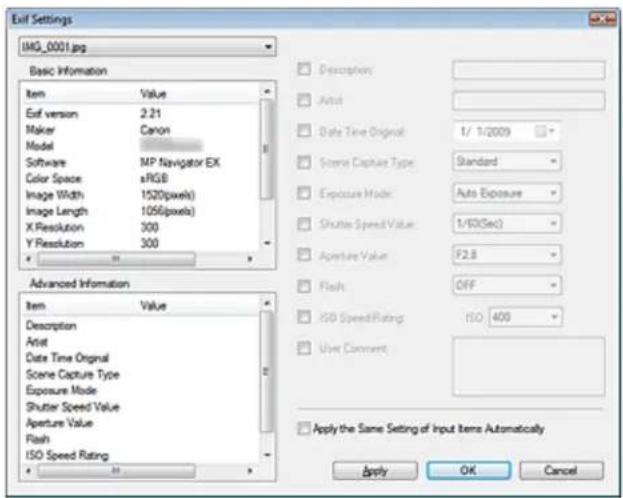 Exit Settings IMG_0001.jpg Basic Information Item Value Exit version 2.21 Maker Canon Model Software NP Navigator EX Color Space sRGB Image Width 1520(pixels) Image Length 1056(pixels) X Resolution 300 Y Resolution 300 Advanced Information Item Value Description Artist Date Time Original 1/ 1/2009 S…