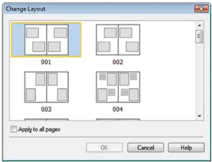 Change Layout 001 002 003 004 Apply to all pages OK Cancel Help