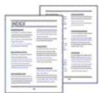 Scanned document pages with dense text and two columns of headings, likely from a presentation or checklist.
