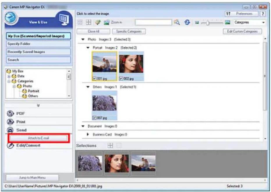 Canon MP Navigator EX View & Use My Box (Scanned/Exported Images) Specify Folder Recently Saved Images Search My Box Date Categories Photo Portrait Others PDF Print Send Attach to E-mail Edit/Convert Click to select the image. Zoom in Close All Specific Categories Edit Custom Categories Photo Images…
