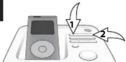 Diagram showing a music player with two labeled arrows pointing to the screen and keyboard, likely illustrating a physical or technical concept.