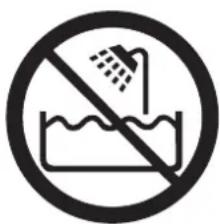Prohibition sign showing shower spraying over water with no text or symbols